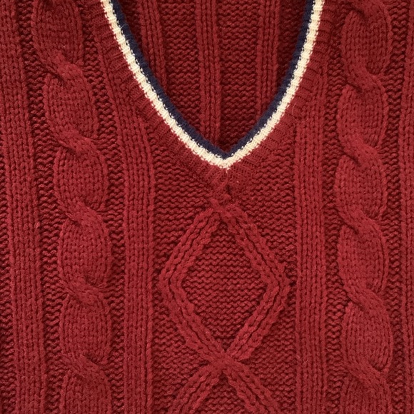 VTG Varsity cableknit sweater Carlo Rossi large medium small v-neck - Picture 6 of 6